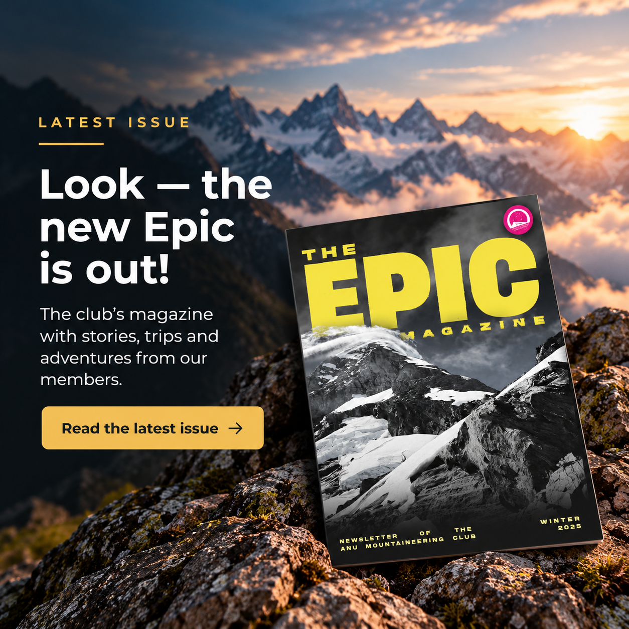 Look — the new Epic is out! The club’s magazine with stories, trips and adventures from our members. Read the latest issue.